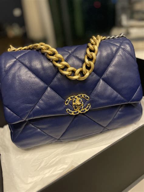 chanel 19 navy blue|chanel 19 purses.